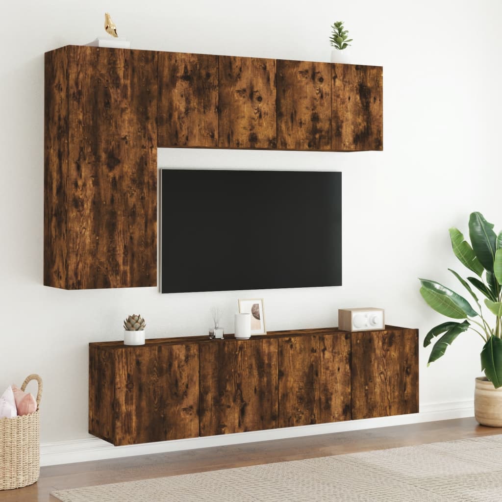 Meubles TV muraux 2 pcs chêne fumé 60x30x41 cm - XIOS