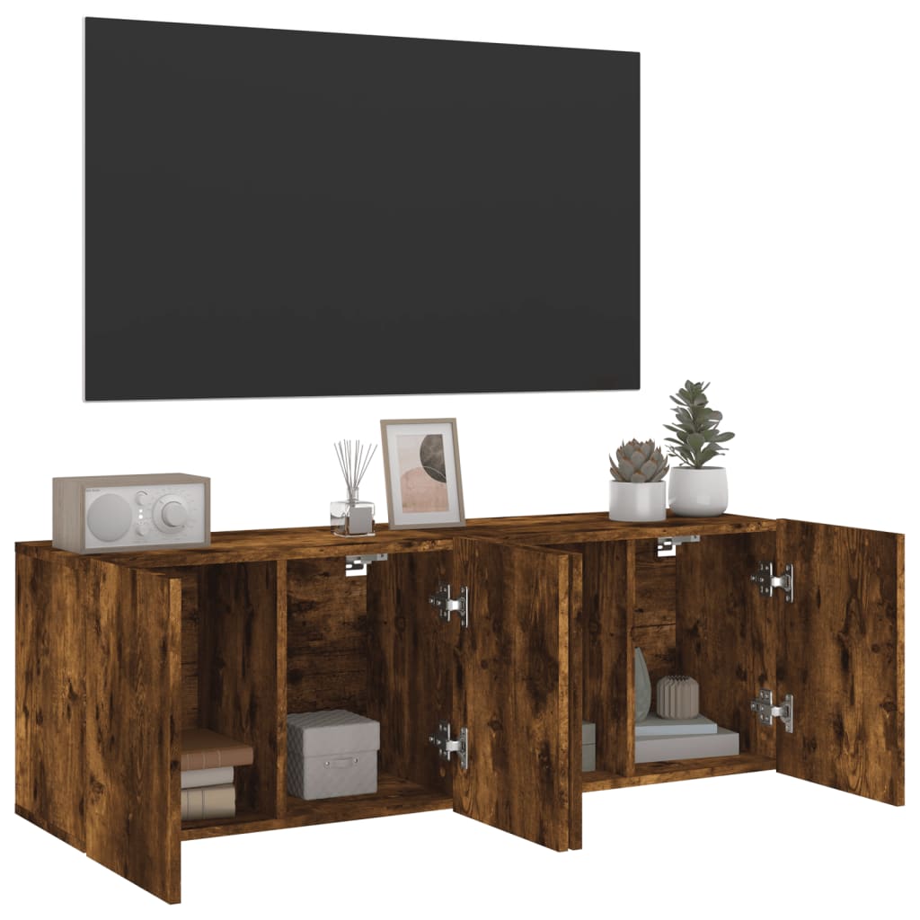 Meubles TV muraux 2 pcs chêne fumé 60x30x41 cm - XIOS