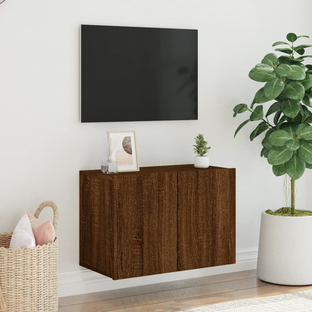 Meuble TV mural chêne marron 60x30x41 cm - XIOS