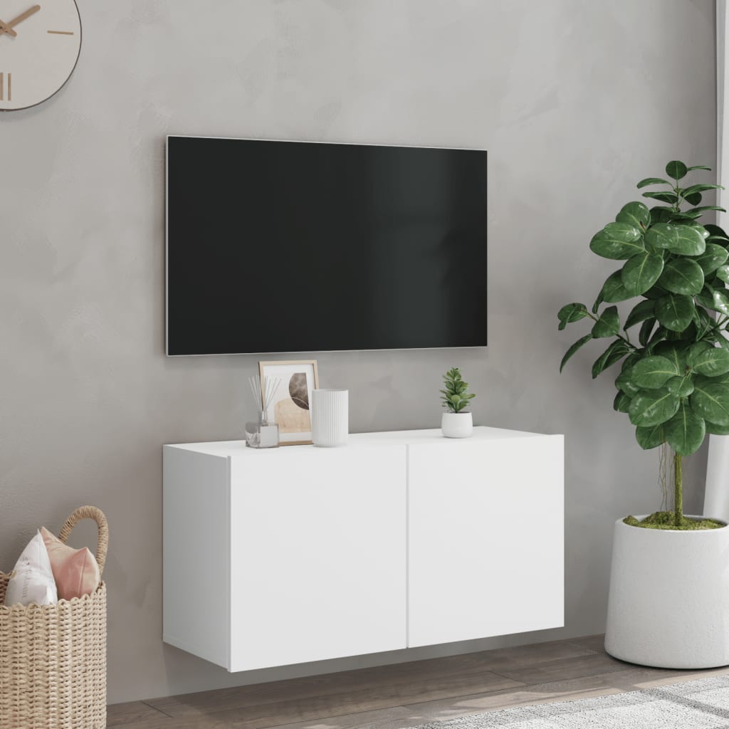 Meuble TV mural blanc 80x30x41 cm - XIOS