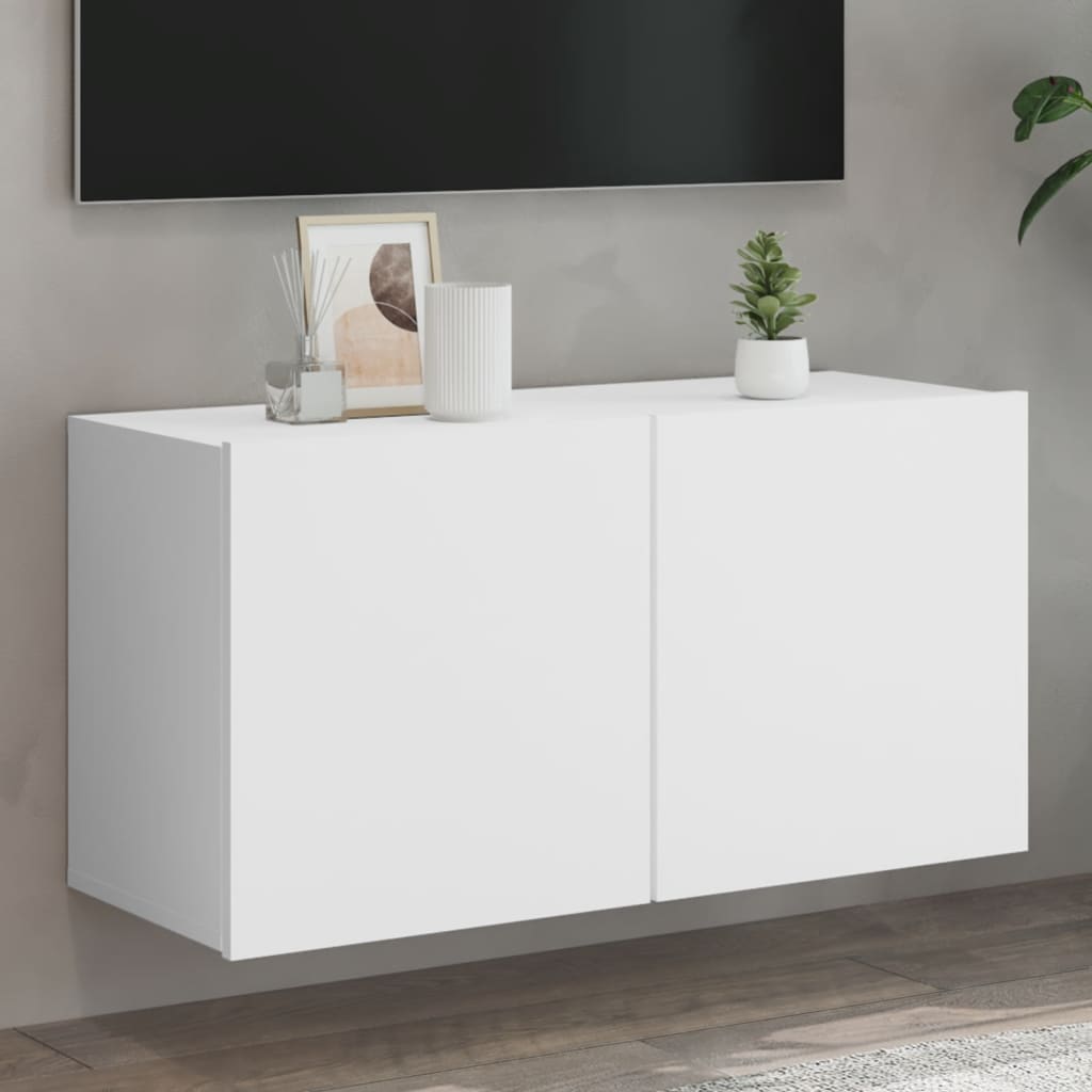 Meuble TV mural blanc 80x30x41 cm - XIOS