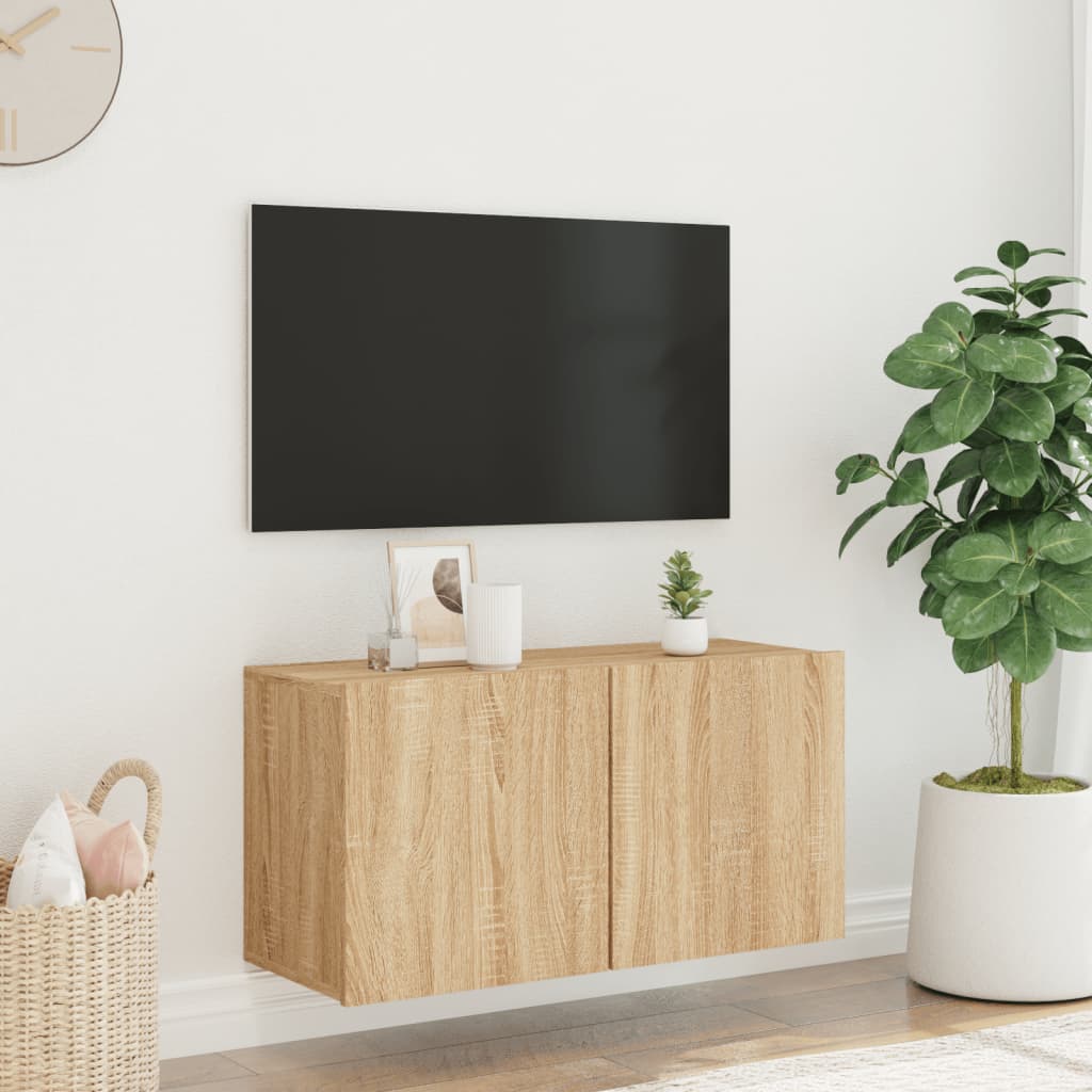 Meuble TV mural chêne sonoma 80x30x41 cm - XIOS