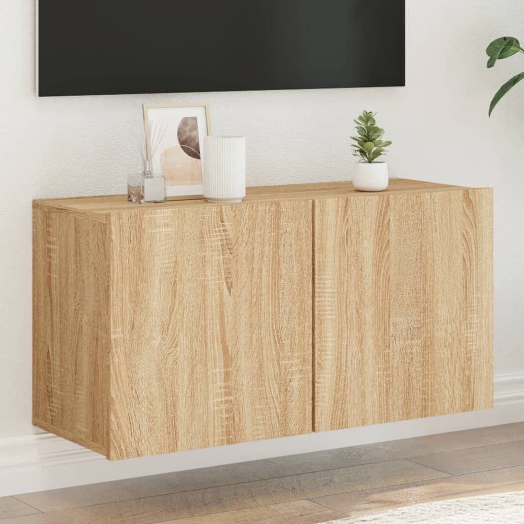 Meuble TV mural chêne sonoma 80x30x41 cm - XIOS