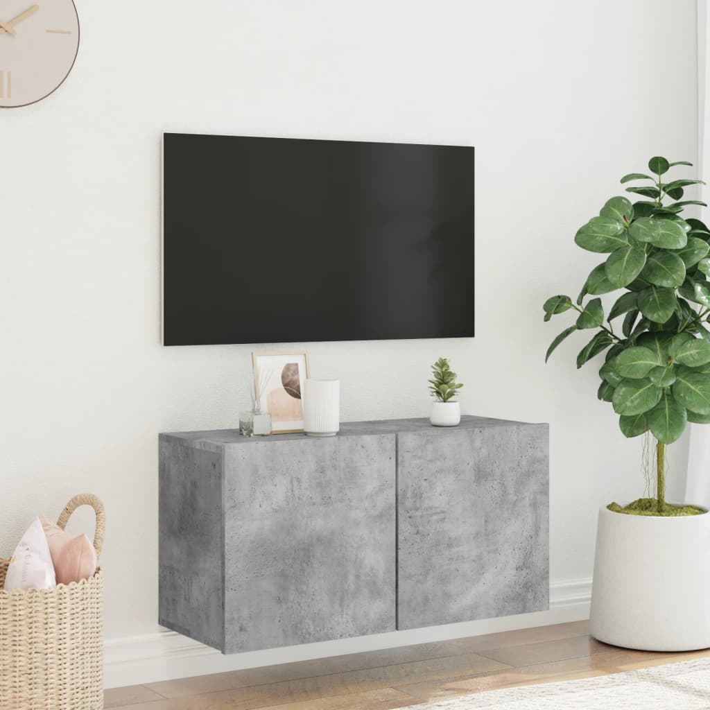 Meuble TV mural gris béton 80x30x41 cm - XIOS