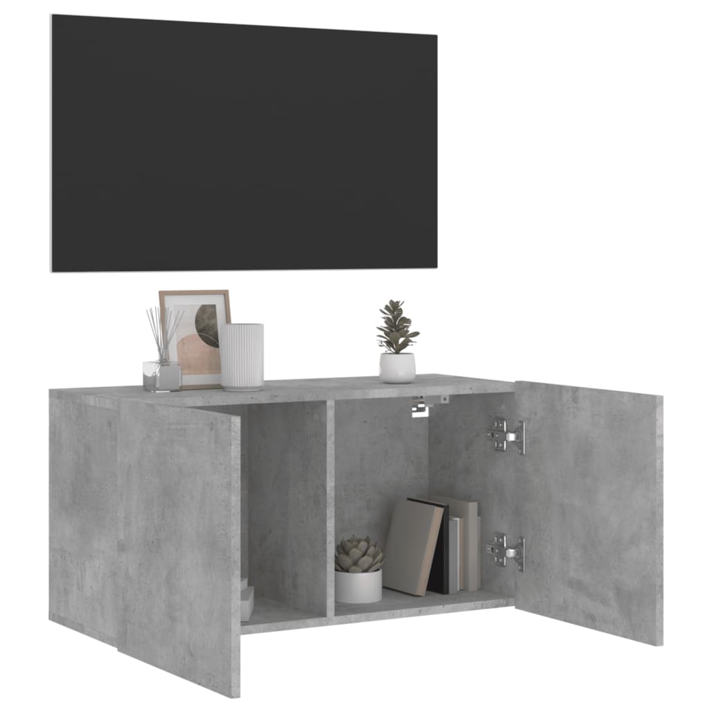 Meuble TV mural gris béton 80x30x41 cm - XIOS