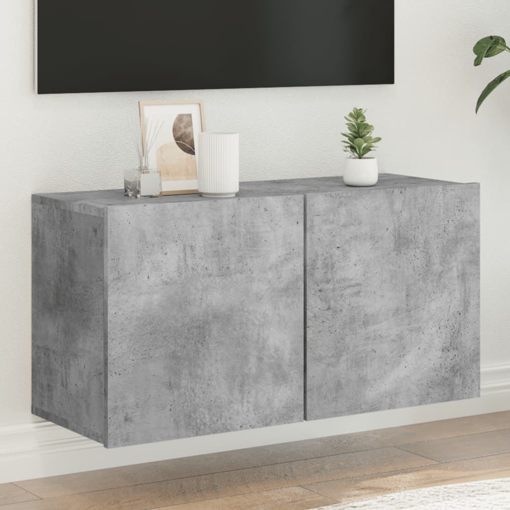 Meuble TV mural gris béton 80x30x41 cm - XIOS