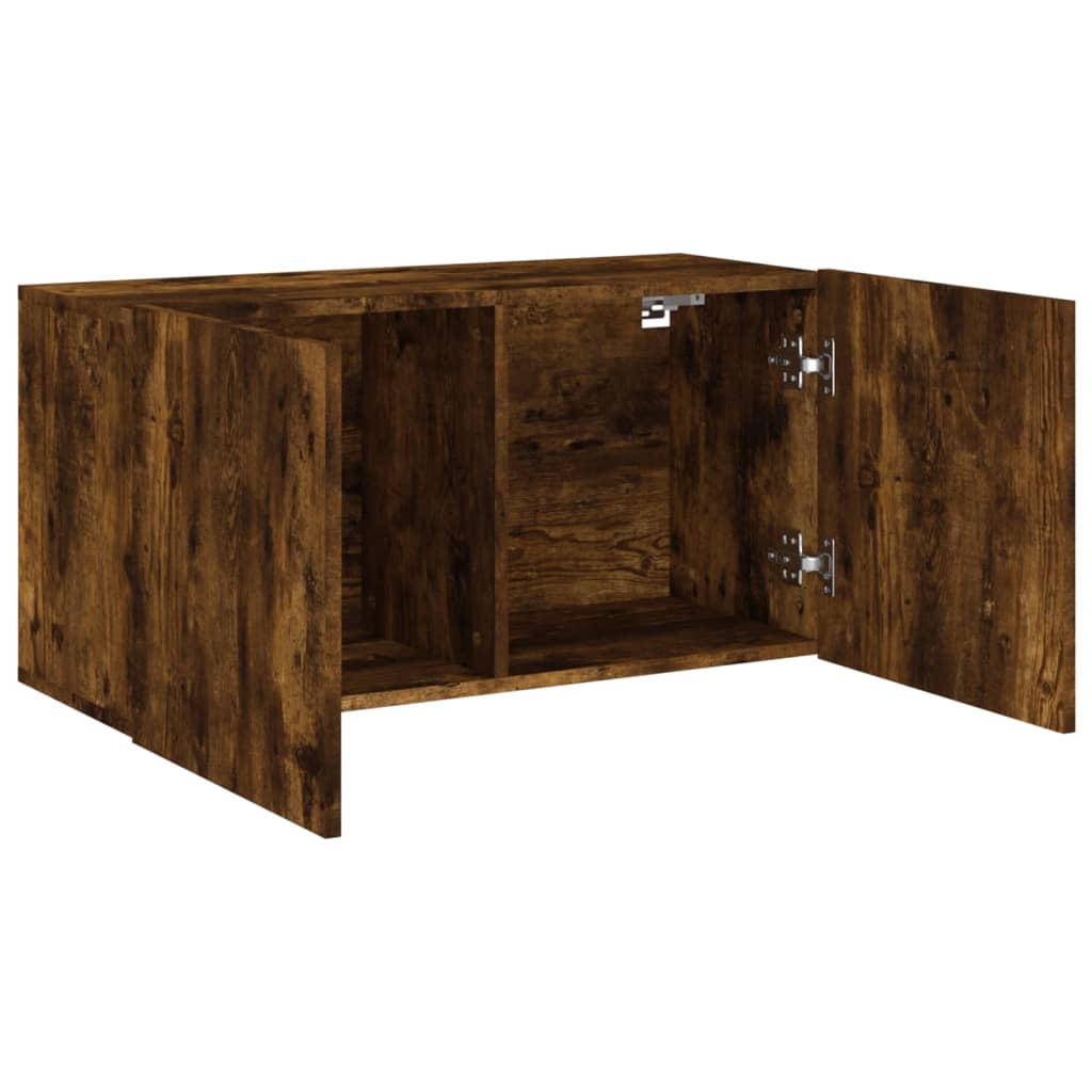 Meuble TV mural chêne fumé 80x30x41 cm - XIOS