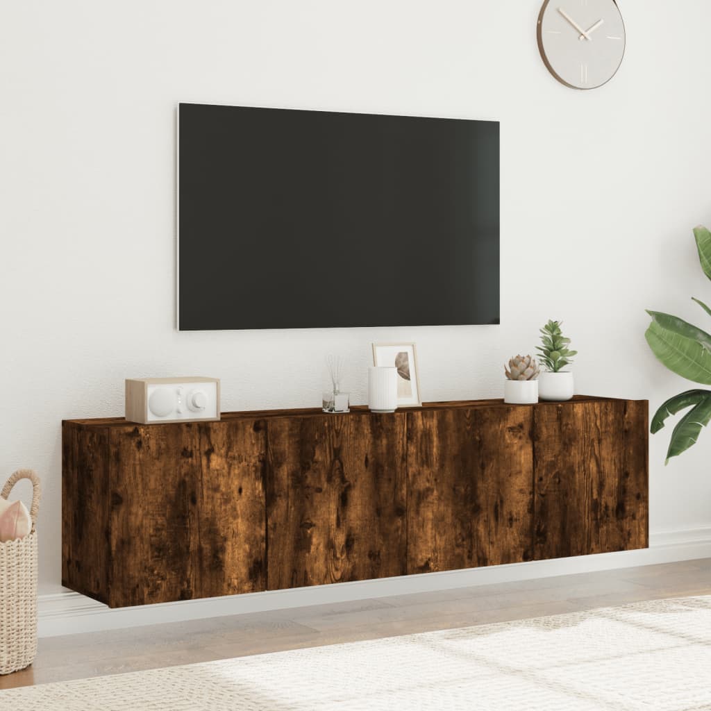 Meubles TV muraux 2 pcs chêne fumé 80x30x41 cm - XIOS