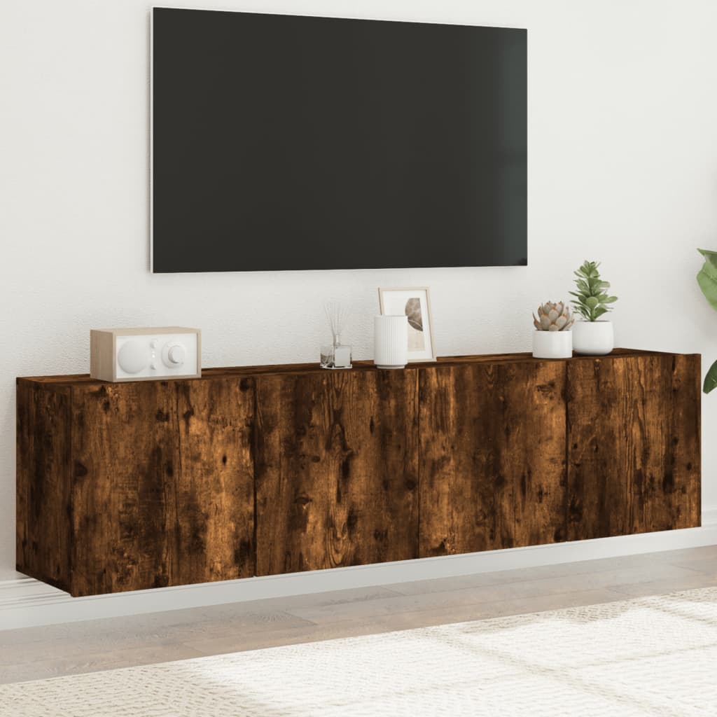 Meubles TV muraux 2 pcs chêne fumé 80x30x41 cm - XIOS