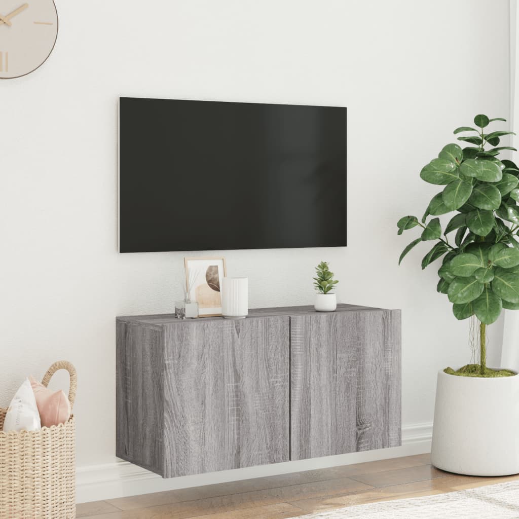 Meuble TV mural sonoma gris 80x30x41 cm - XIOS
