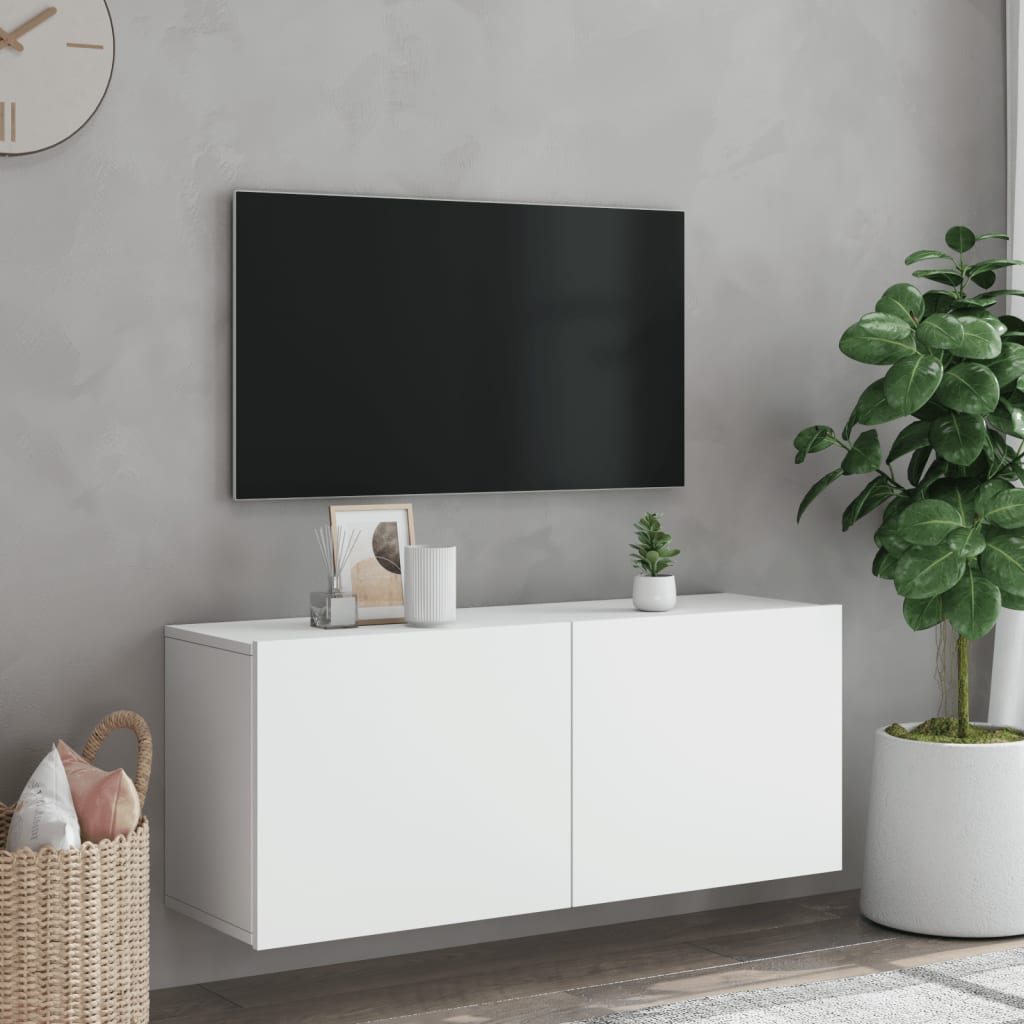 Meuble TV mural blanc 100x30x41 cm - XIOS