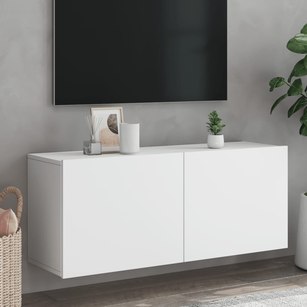 Meuble TV mural blanc 100x30x41 cm - XIOS