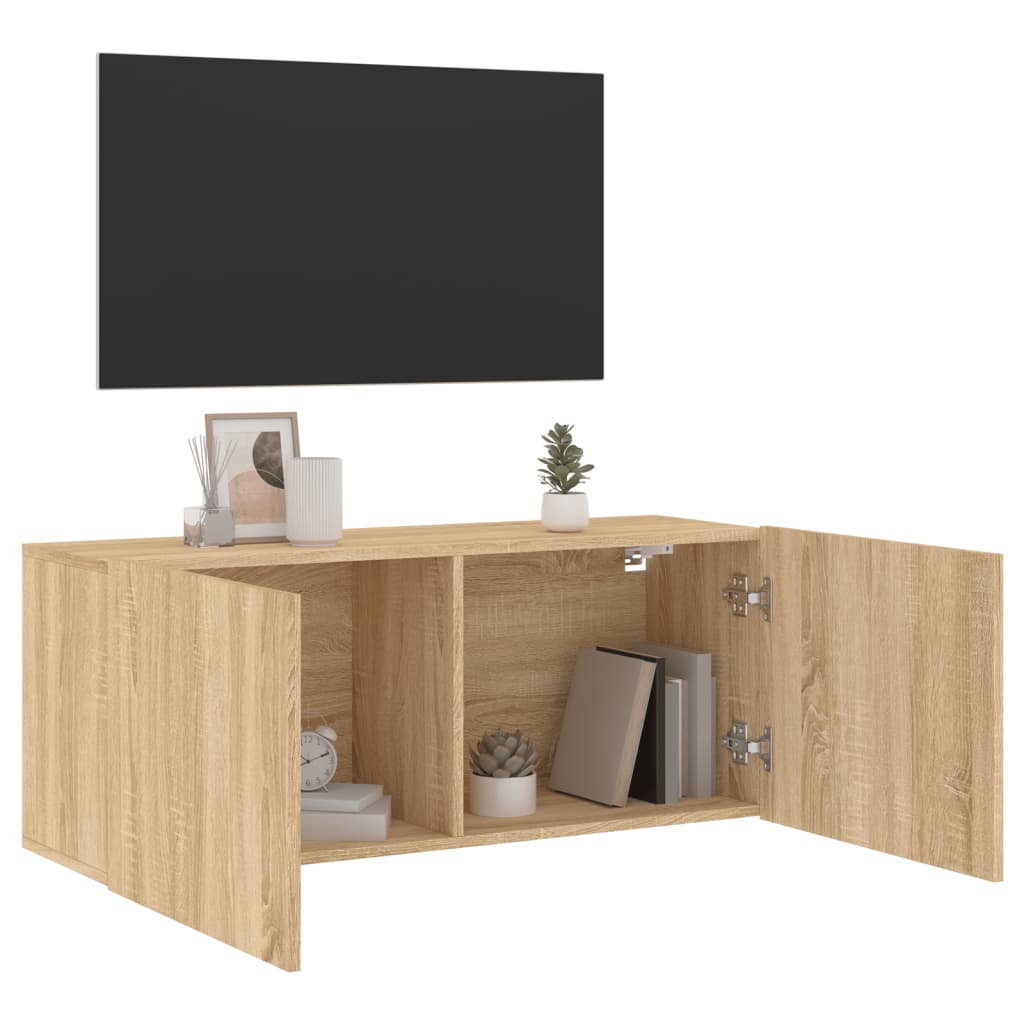 Meuble TV mural chêne sonoma 100x30x41 cm - XIOS