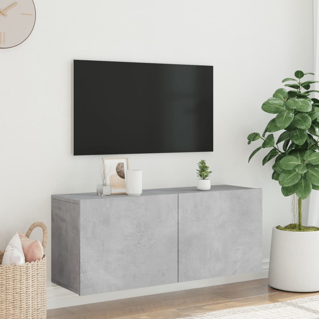 Meuble TV mural gris béton 100x30x41 cm - XIOS