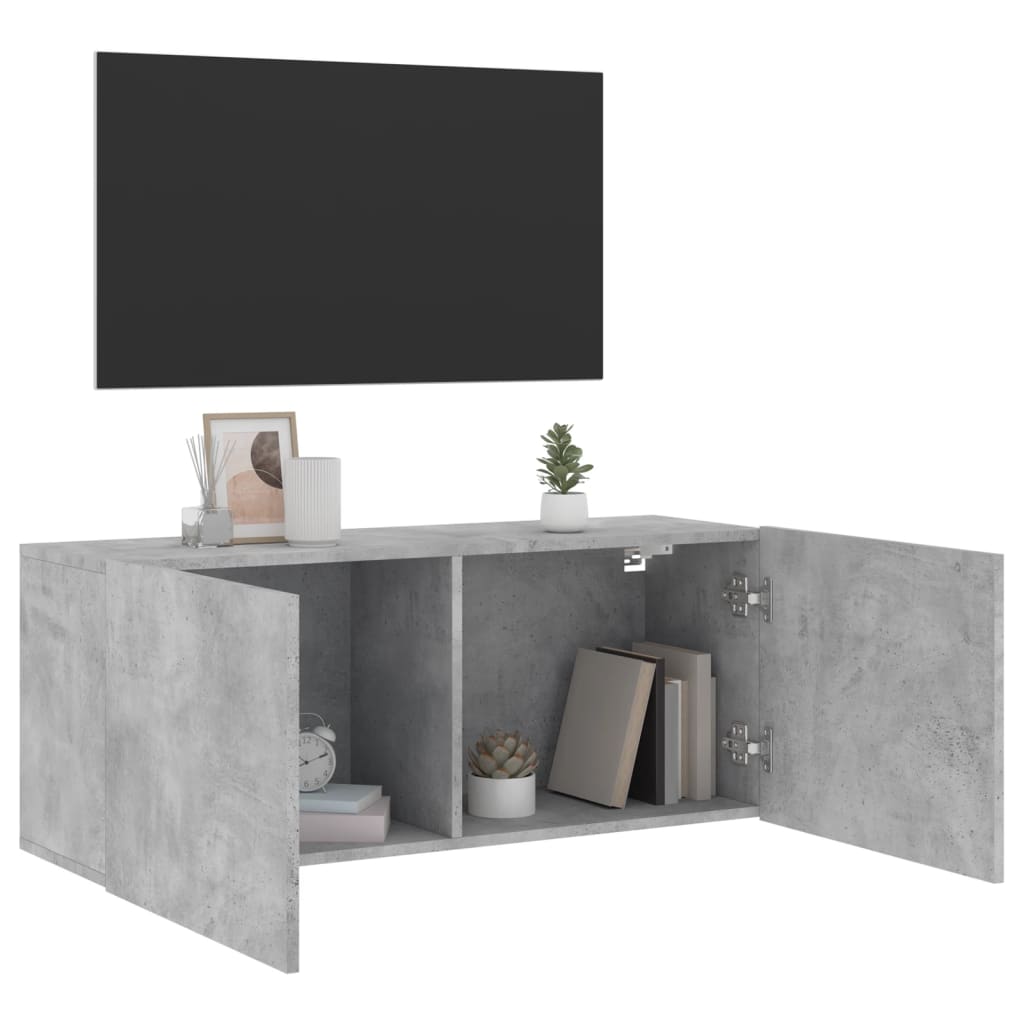 Meuble TV mural gris béton 100x30x41 cm - XIOS