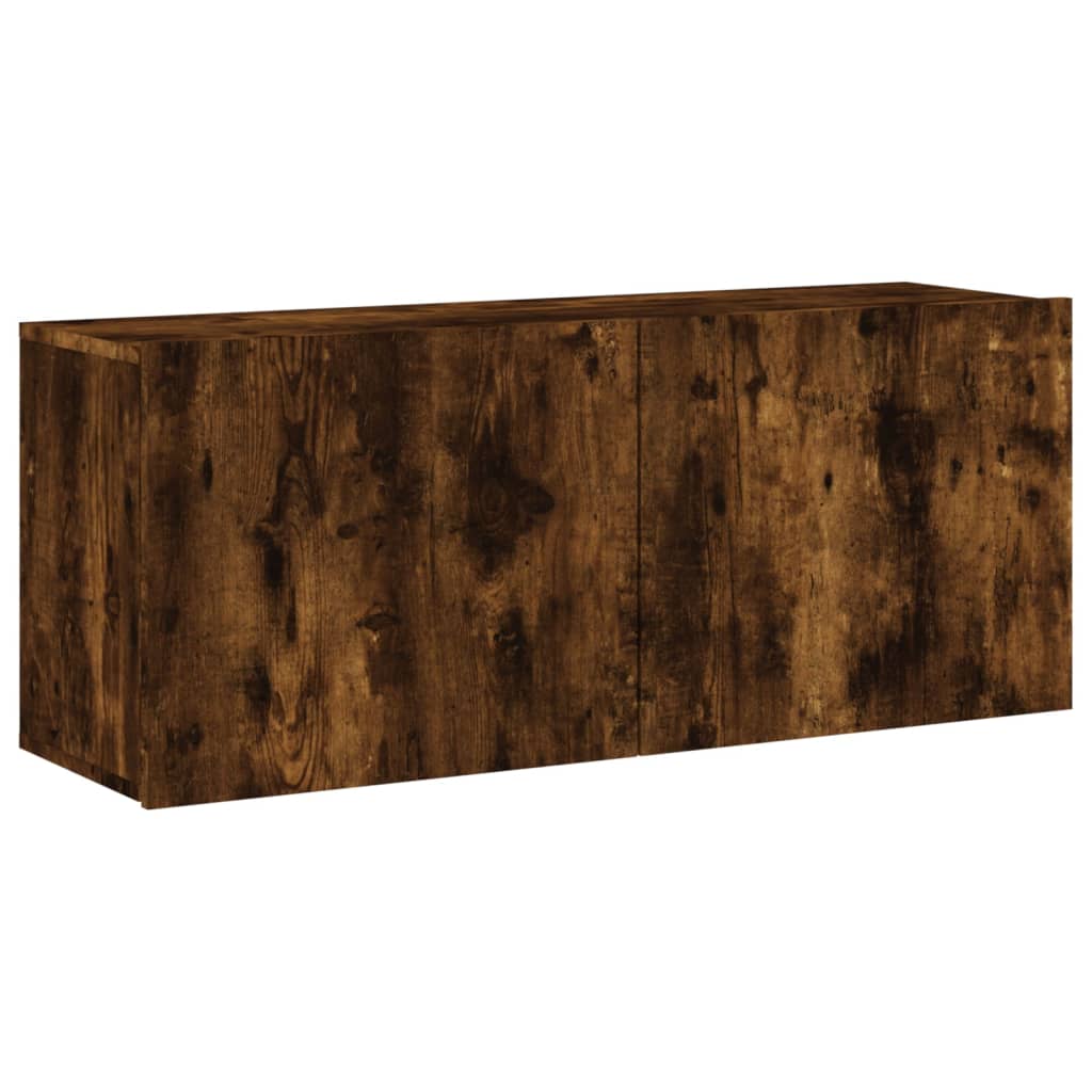 Meuble TV mural chêne fumé 100x30x41 cm - XIOS