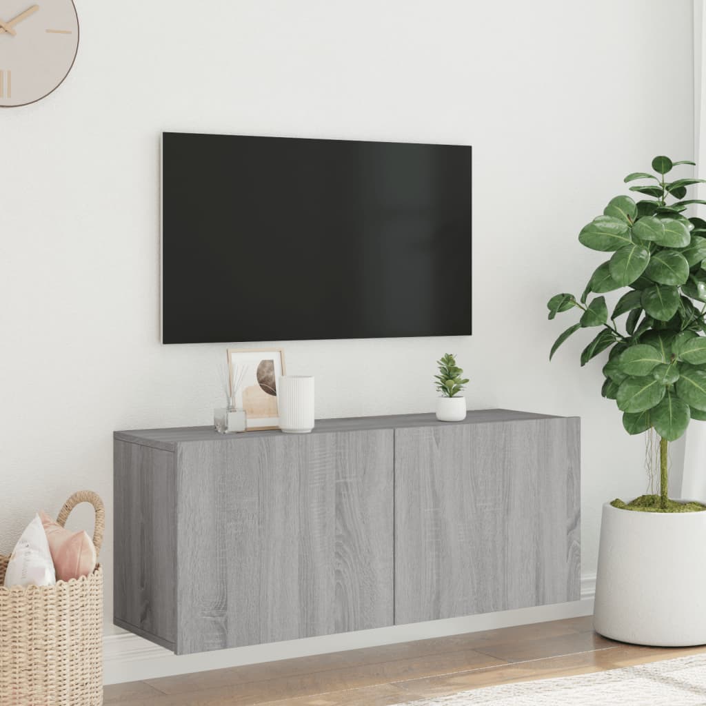 Meuble TV mural sonoma gris 100x30x41 cm - XIOS