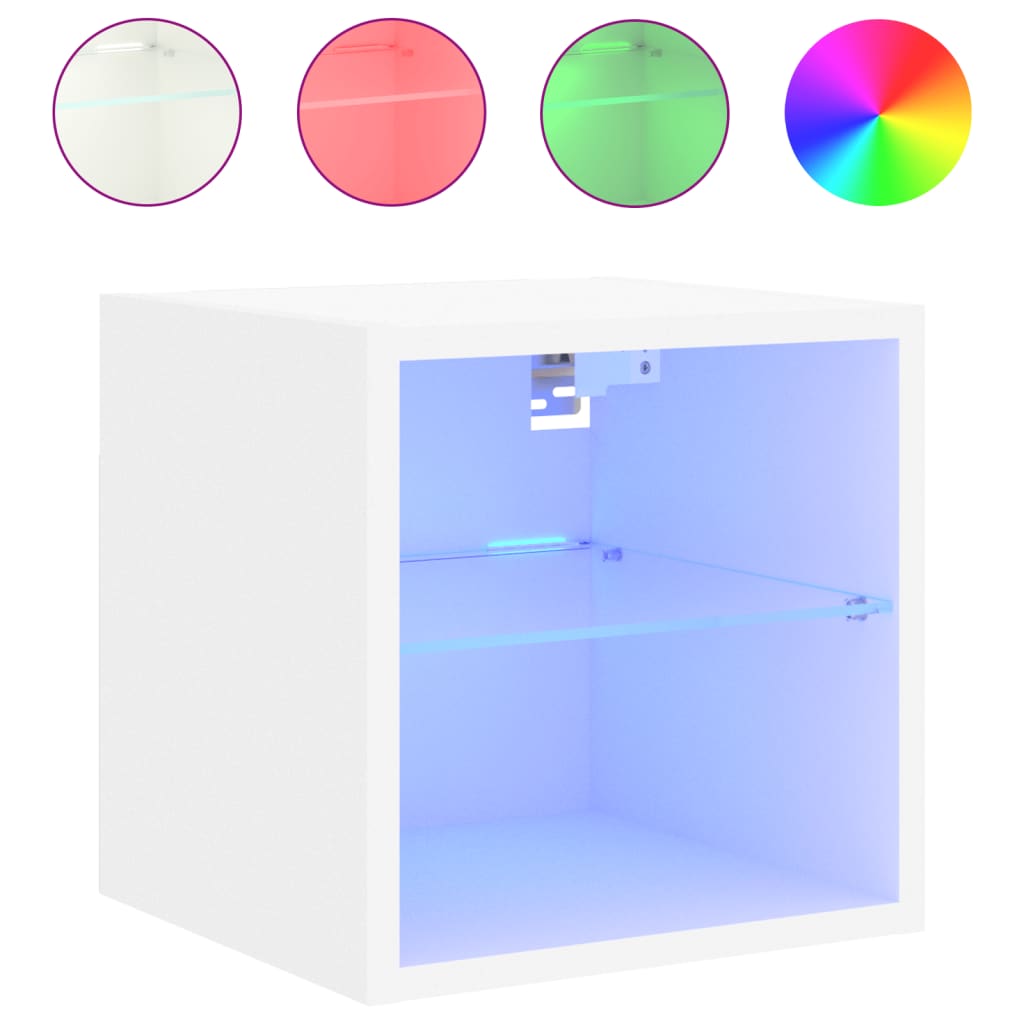 Meubles TV muraux avec lumières LED 2 pcs blanc 30x28,5x30 cm - XIOS