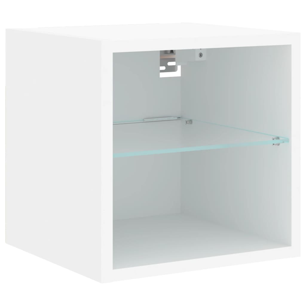 Meubles TV muraux avec lumières LED 2 pcs blanc 30x28,5x30 cm - XIOS