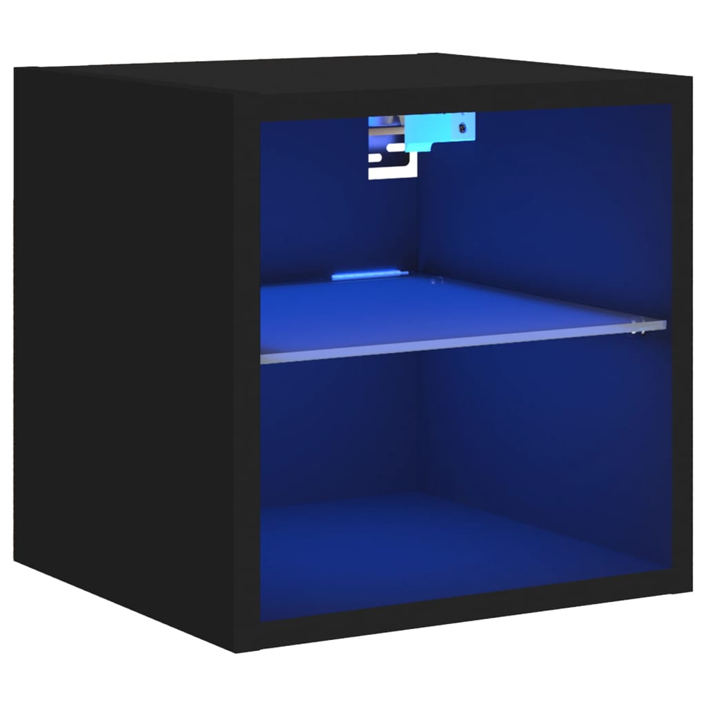 Meuble TV mural avec lumières LED noir 30x28,5x30 cm - XIOS