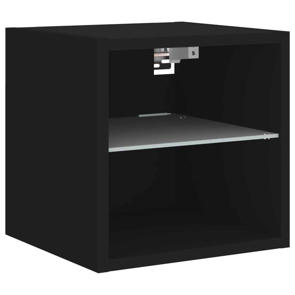 Meuble TV mural avec lumières LED noir 30x28,5x30 cm - XIOS