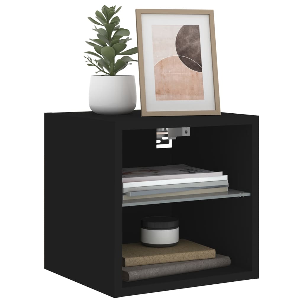 Meubles TV muraux avec lumières LED 2 pcs noir 30x28,5x30 cm - XIOS