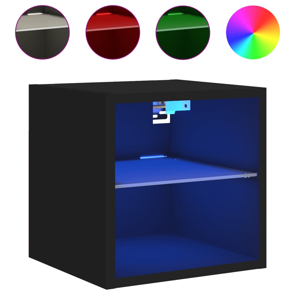 Meubles TV muraux avec lumières LED 2 pcs noir 30x28,5x30 cm - XIOS