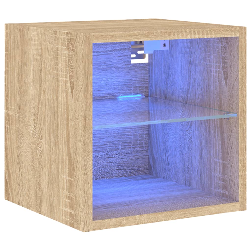 Meuble TV mural avec lumières LED chêne sonoma 30x28,5x30 cm - XIOS