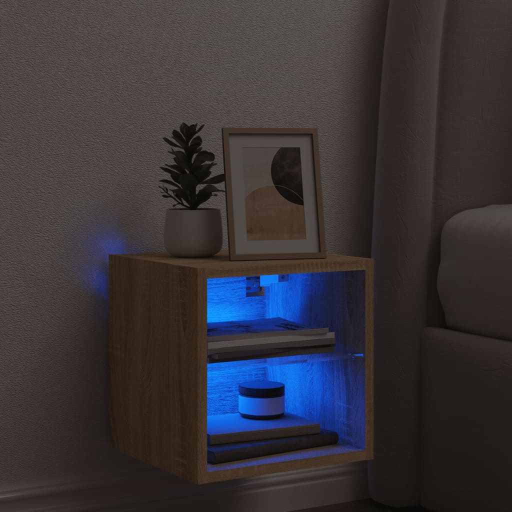 Meuble TV mural avec lumières LED chêne sonoma 30x28,5x30 cm - XIOS