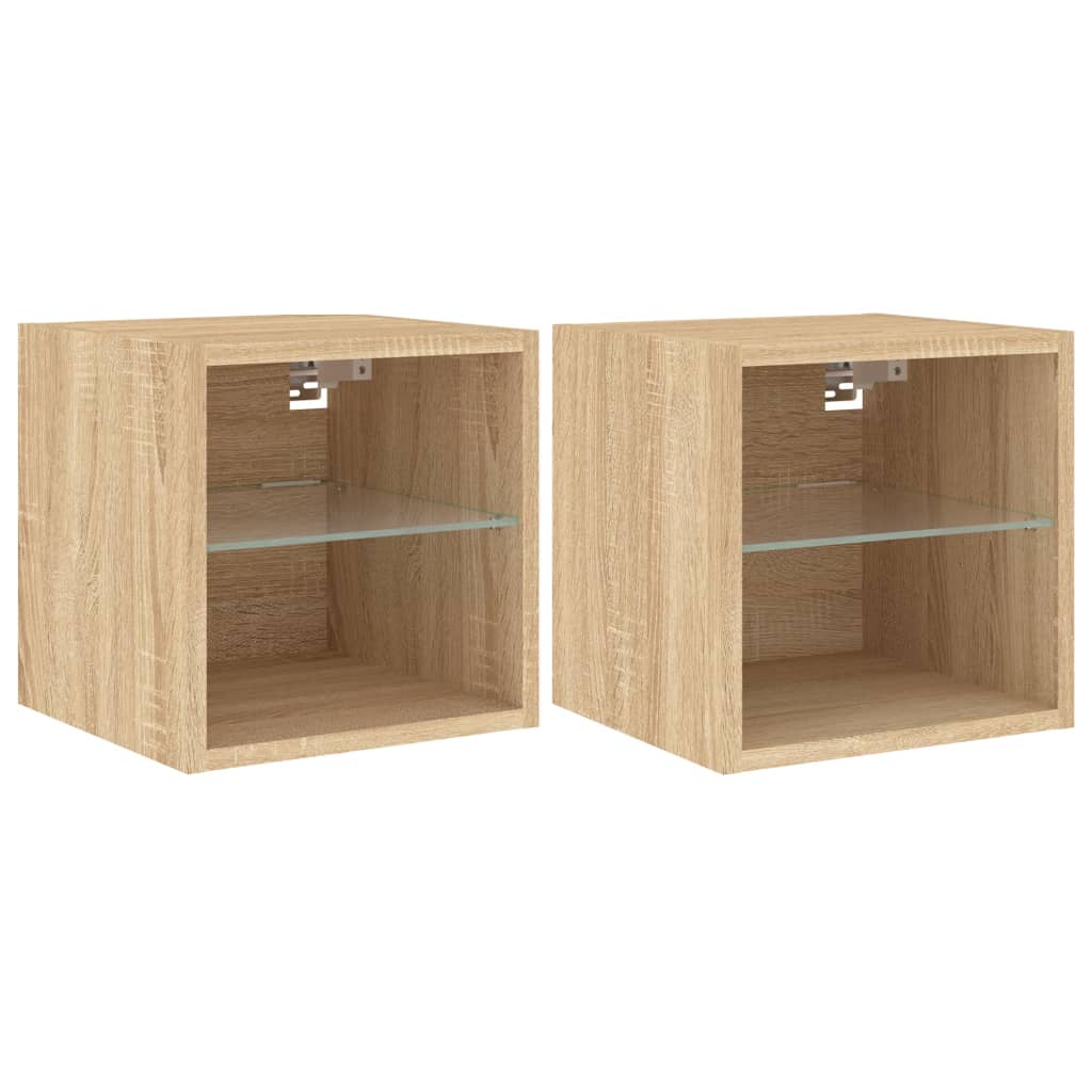 Meubles TV muraux lumières LED 2 pcs chêne sonoma 30x28,5x30 cm - XIOS
