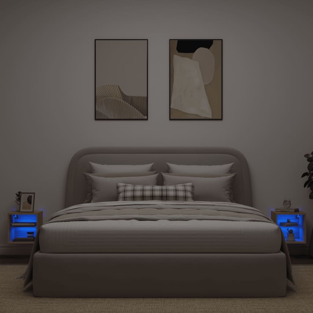 Meubles TV muraux lumières LED 2 pcs chêne sonoma 30x28,5x30 cm - XIOS