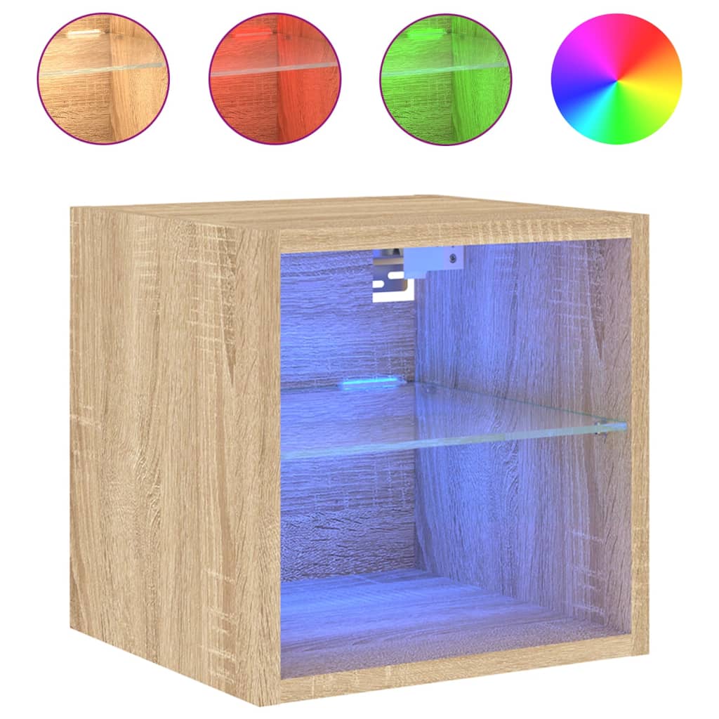 Meubles TV muraux lumières LED 2 pcs chêne sonoma 30x28,5x30 cm - XIOS