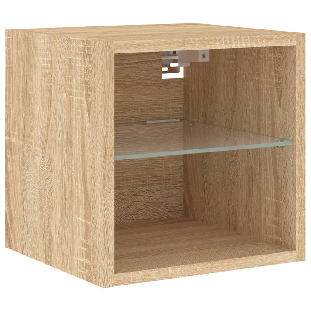 Meubles TV muraux lumières LED 2 pcs chêne sonoma 30x28,5x30 cm - XIOS