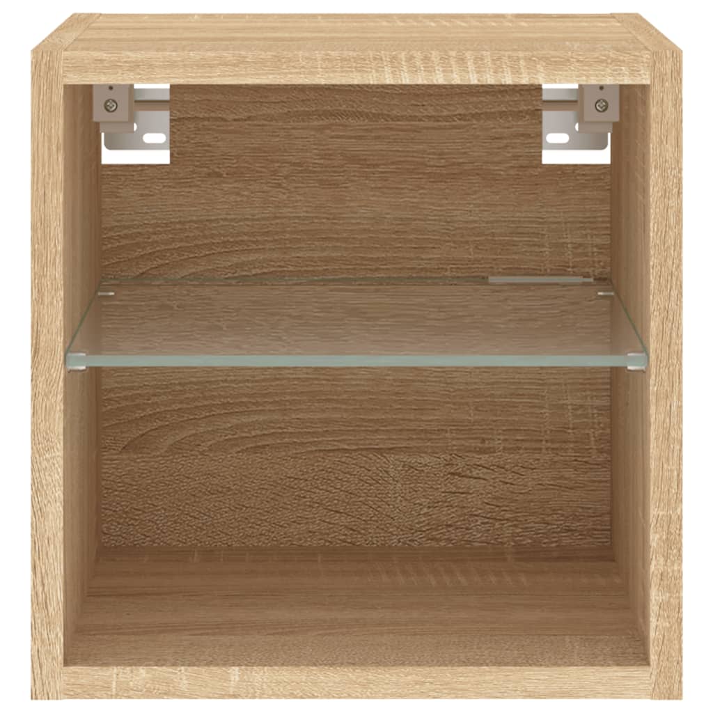 Meubles TV muraux lumières LED 2 pcs chêne sonoma 30x28,5x30 cm - XIOS