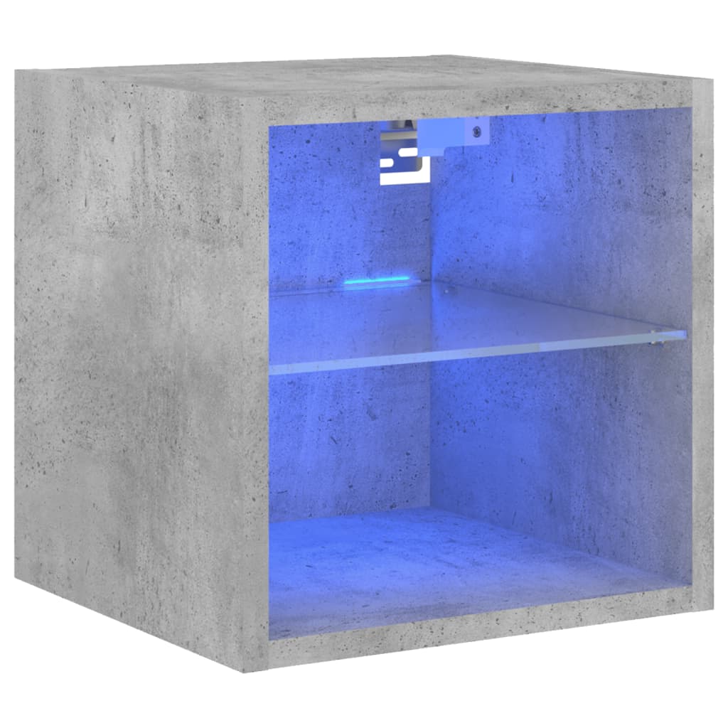 Meuble TV mural avec lumières LED gris béton 30x28,5x30 cm - XIOS