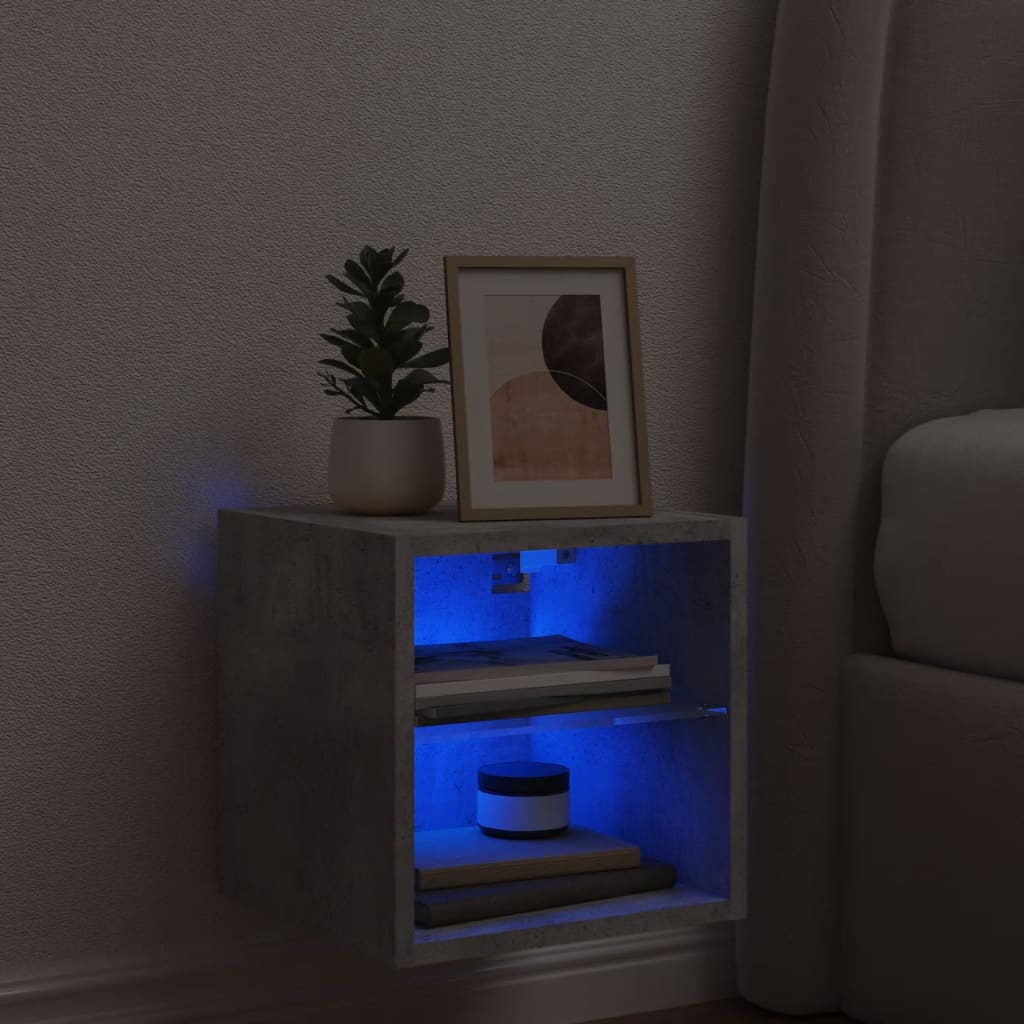 Meuble TV mural avec lumières LED gris béton 30x28,5x30 cm - XIOS