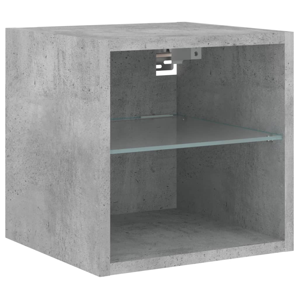 Meuble TV mural avec lumières LED gris béton 30x28,5x30 cm - XIOS