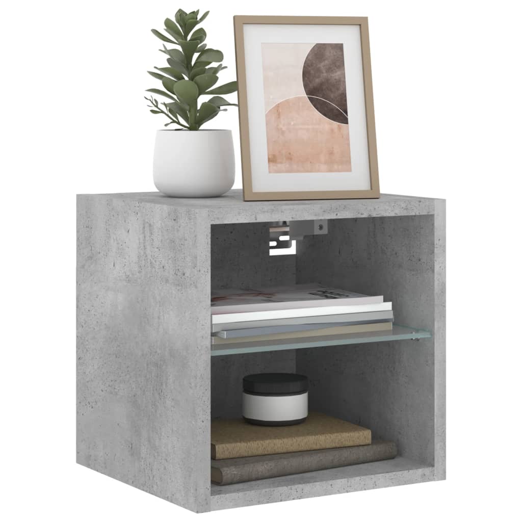 Meubles TV muraux et lumières LED 2pcs gris béton 30x28,5x30 cm - XIOS