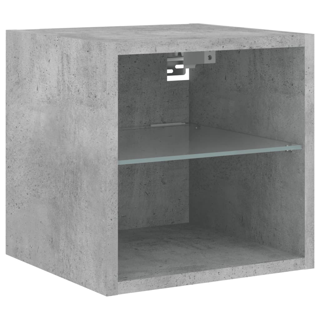 Meubles TV muraux et lumières LED 2pcs gris béton 30x28,5x30 cm - XIOS