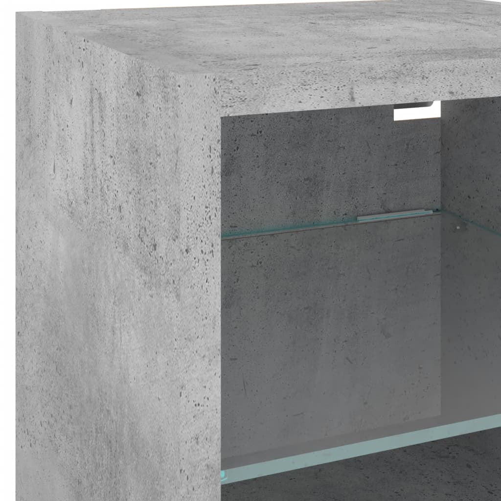 Meubles TV muraux et lumières LED 2pcs gris béton 30x28,5x30 cm - XIOS