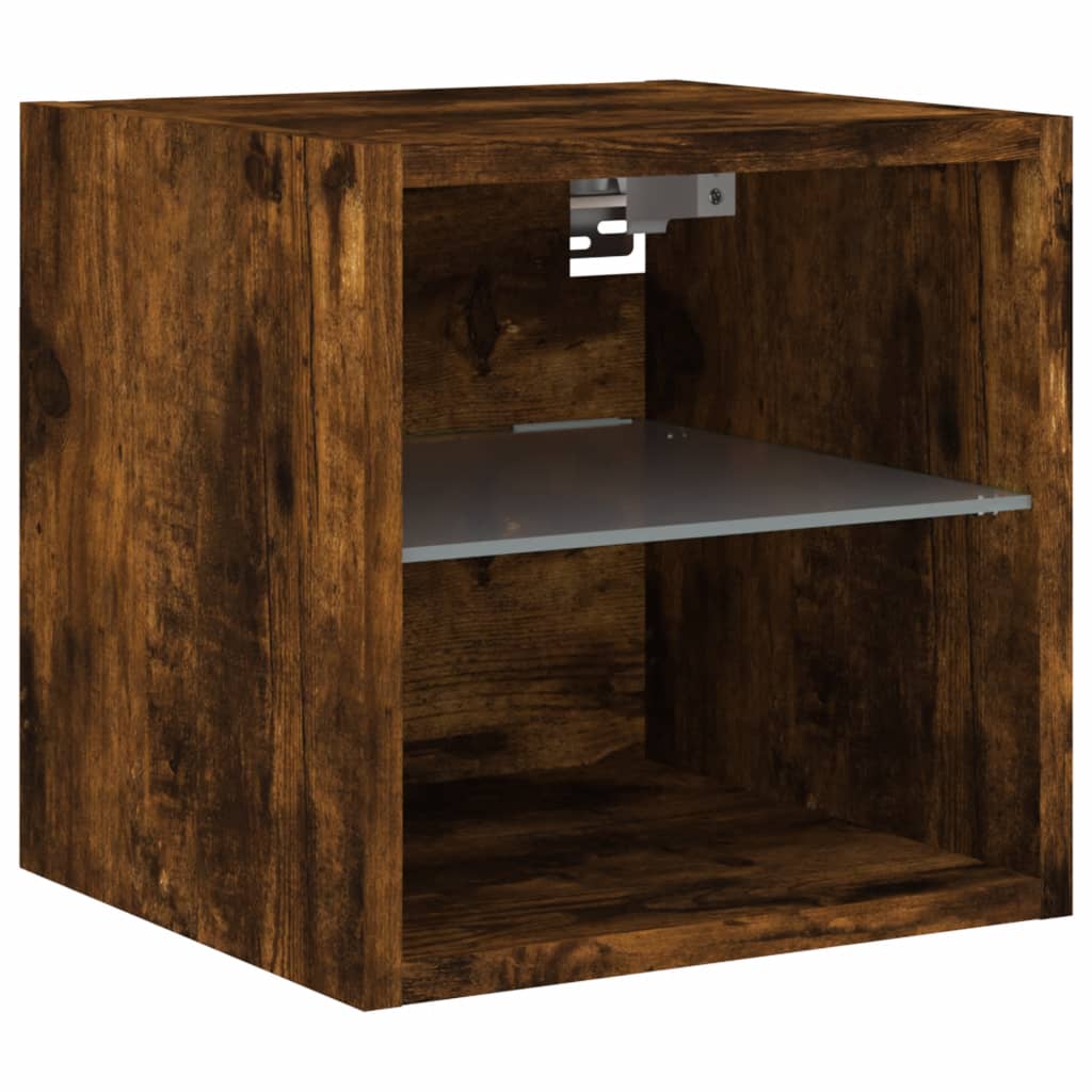 Meuble TV mural avec lumières LED chêne fumé 30x28,5x30 cm - XIOS