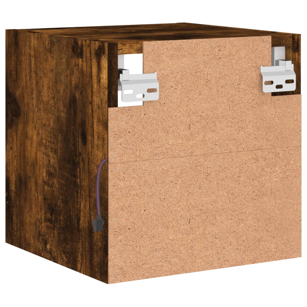 Meuble TV mural avec lumières LED chêne fumé 30x28,5x30 cm - XIOS