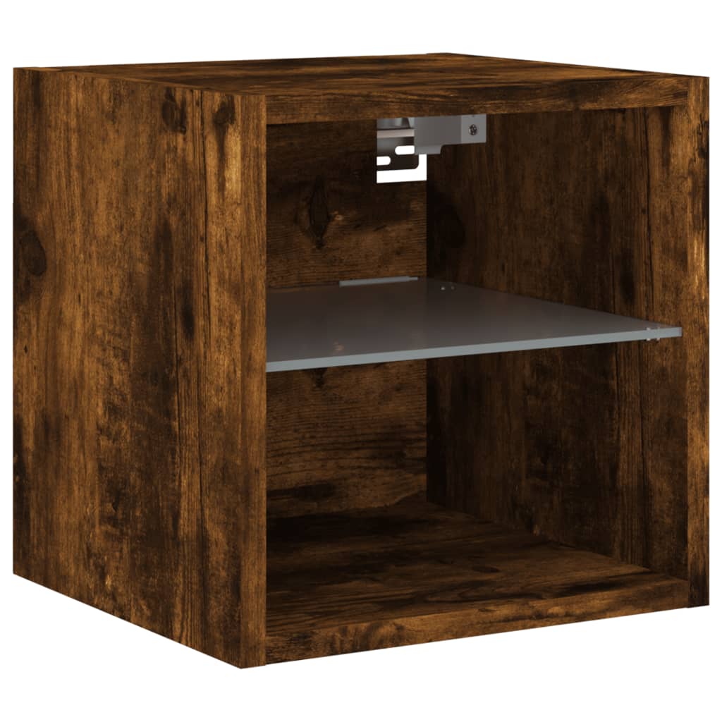 Meubles TV muraux et lumières LED 2pcs chêne fumé 30x28,5x30 cm - XIOS