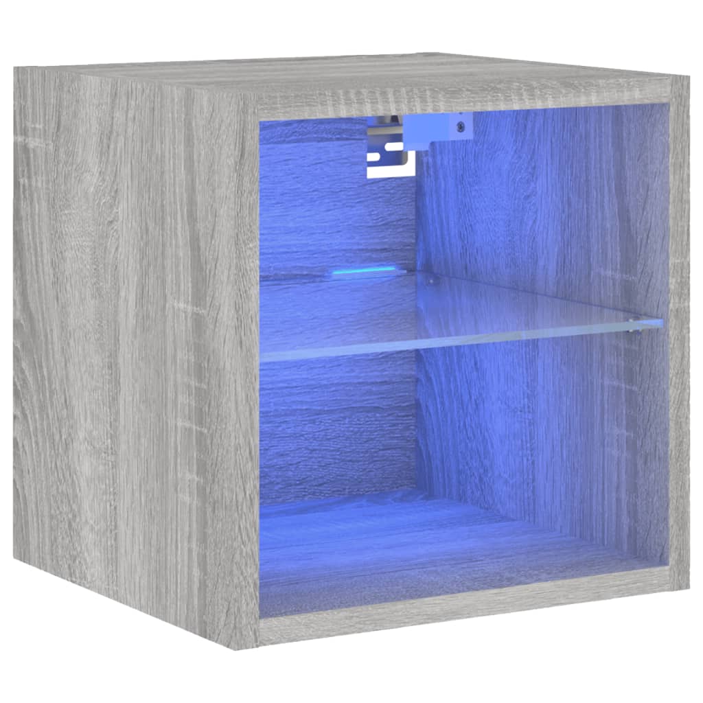 Meuble TV mural avec lumières LED sonoma gris 30x28,5x30 cm - XIOS