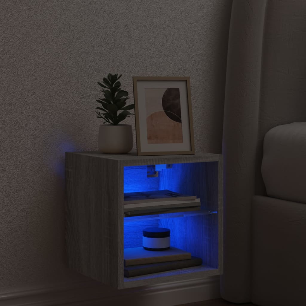 Meuble TV mural avec lumières LED sonoma gris 30x28,5x30 cm - XIOS