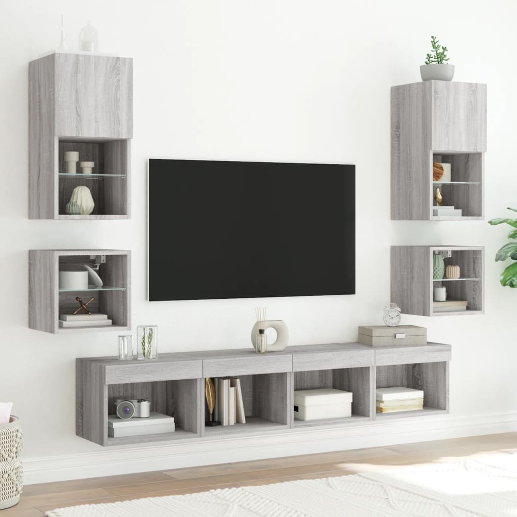 Meuble TV mural avec lumières LED sonoma gris 30x28,5x30 cm - XIOS