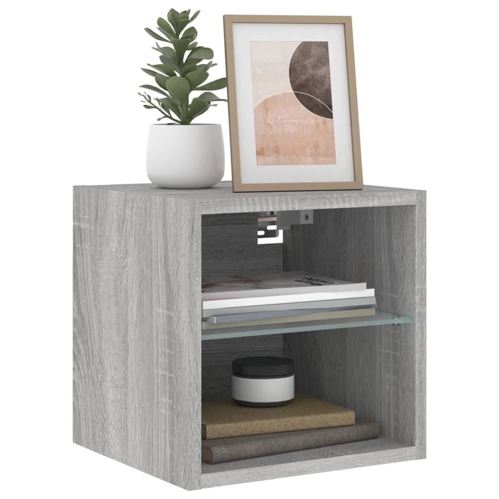 Meuble TV mural avec lumières LED sonoma gris 30x28,5x30 cm - XIOS