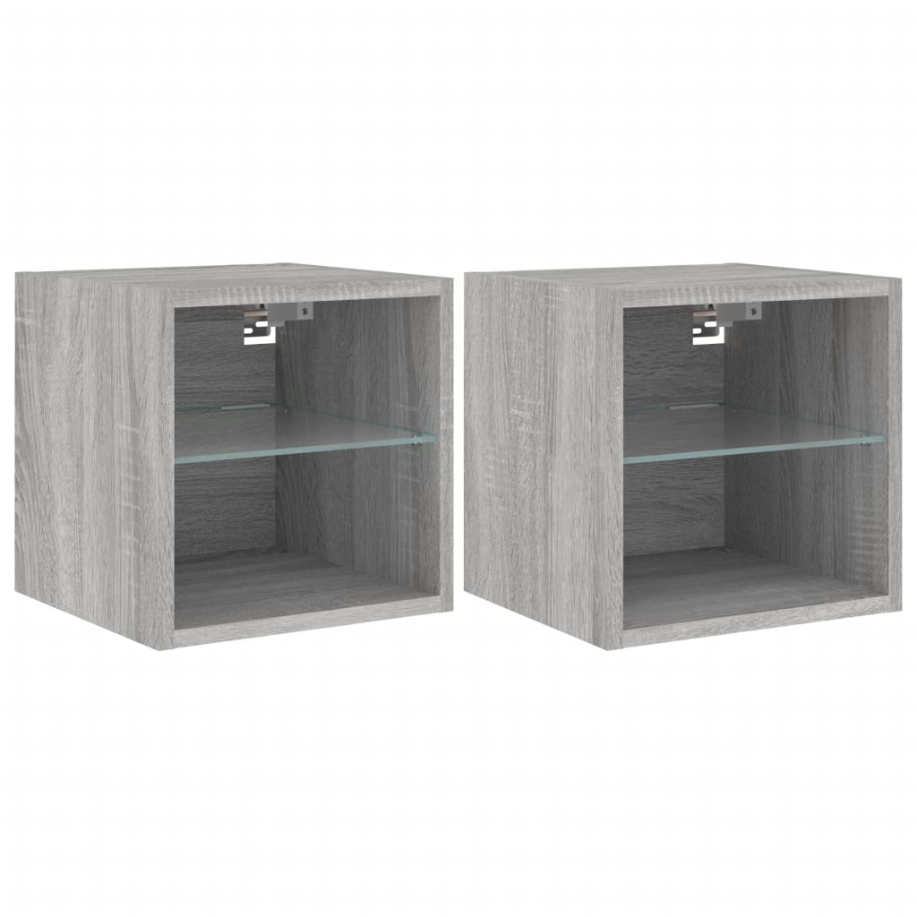 Meubles TV muraux et lumières LED 2pcs sonoma gris 30x28,5x30cm - XIOS