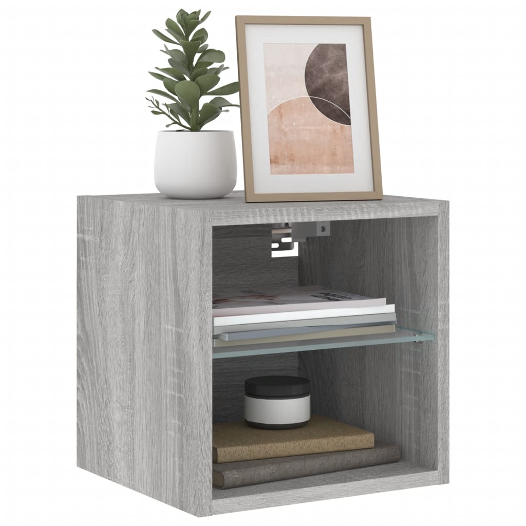 Meubles TV muraux et lumières LED 2pcs sonoma gris 30x28,5x30cm - XIOS