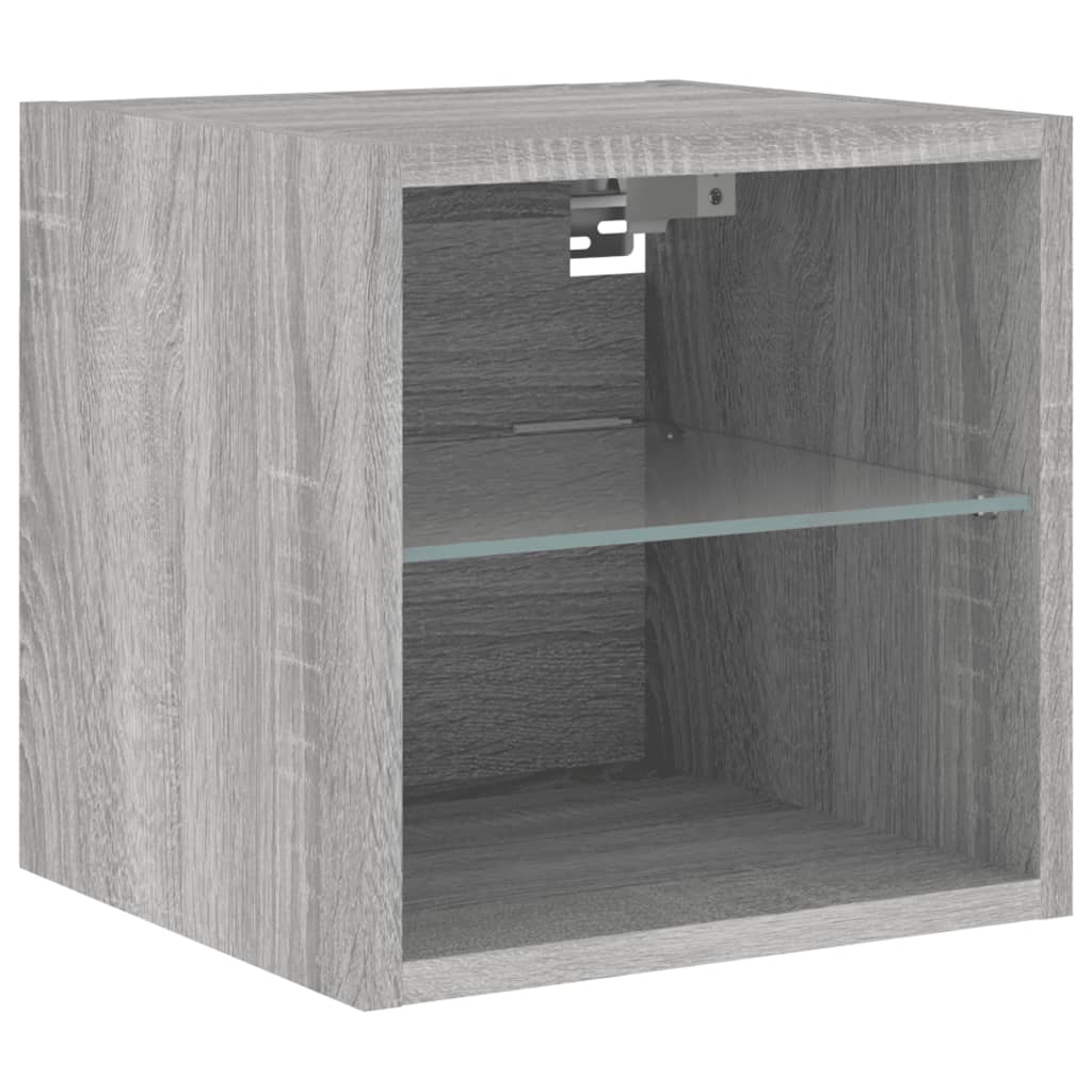 Meubles TV muraux et lumières LED 2pcs sonoma gris 30x28,5x30cm - XIOS